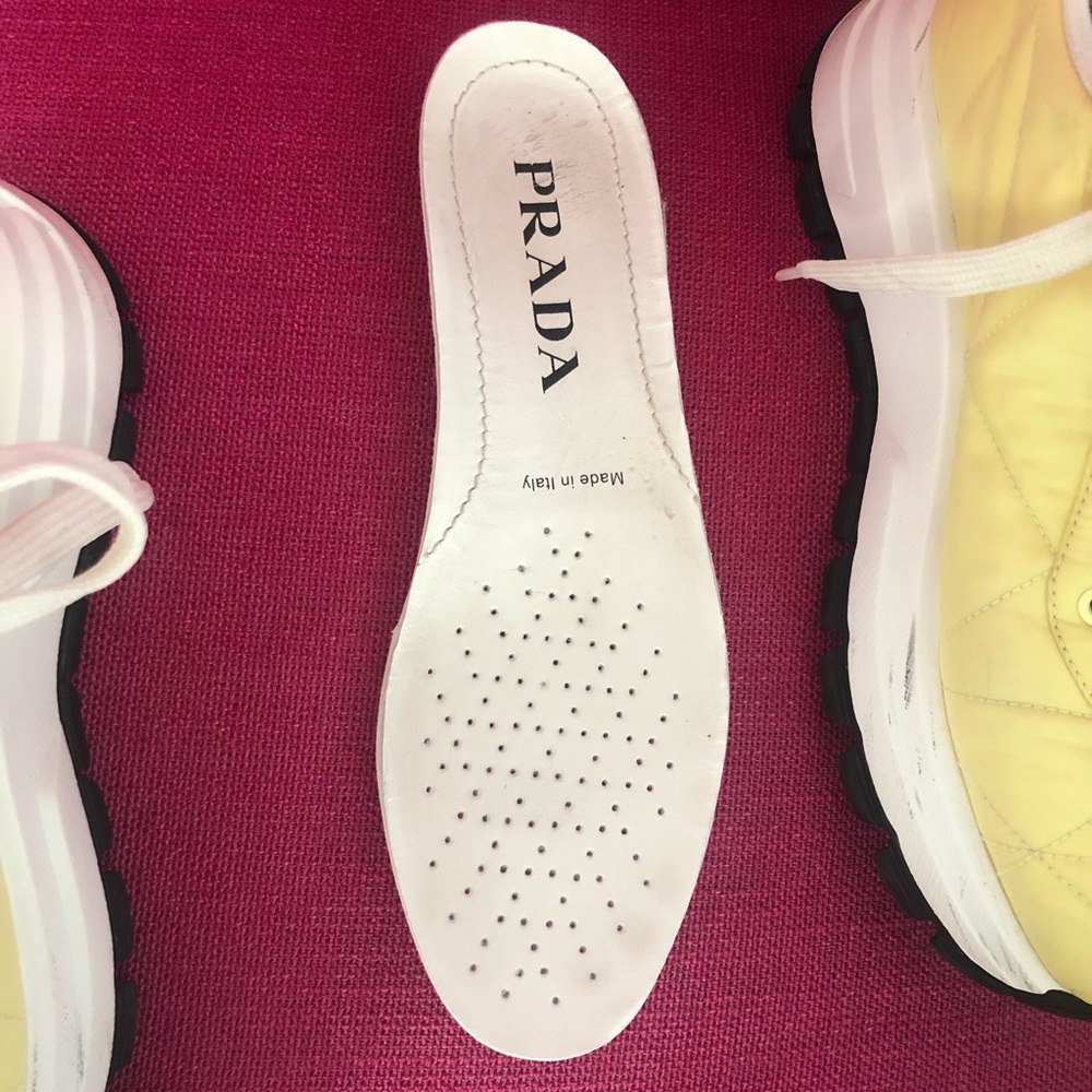 Prada Yellow Nylon Quilted Sneakers Size 36 - Picture 6 of 10